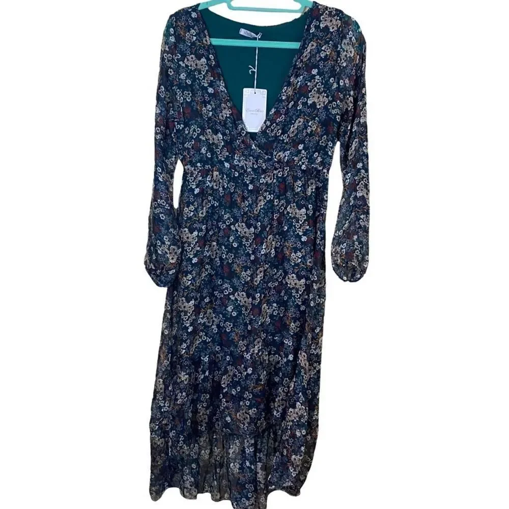 Elena Baldi Silk Floral Hi-Lo Dress Size Small